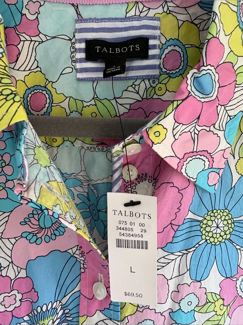 NWT Talbots Classic Cotton Layered Retro 70s Floral Hippie Multicolor Size Large